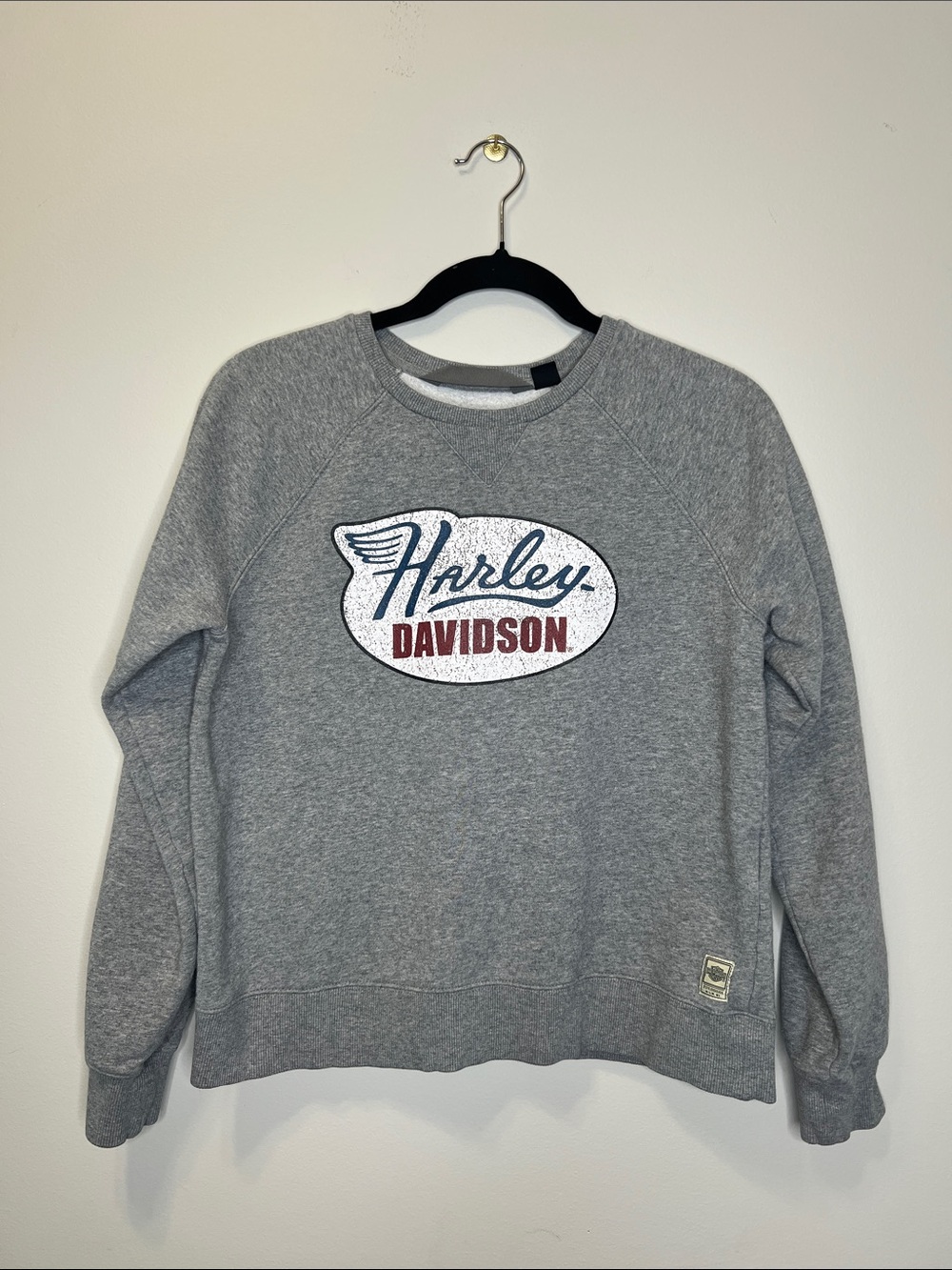 Harley-Davidson Distressed Print Logo Pullover Gray Sweatshirt size Medium - Picture 2 of 9